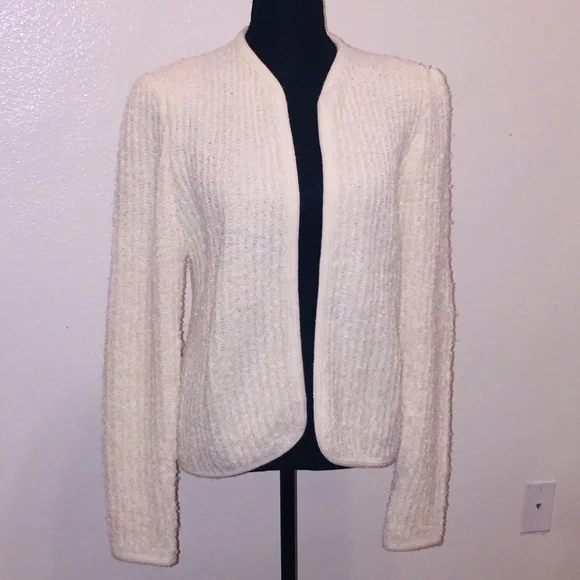 Cream/ivory medium weight knit open cardigan - Picture 4 of 7